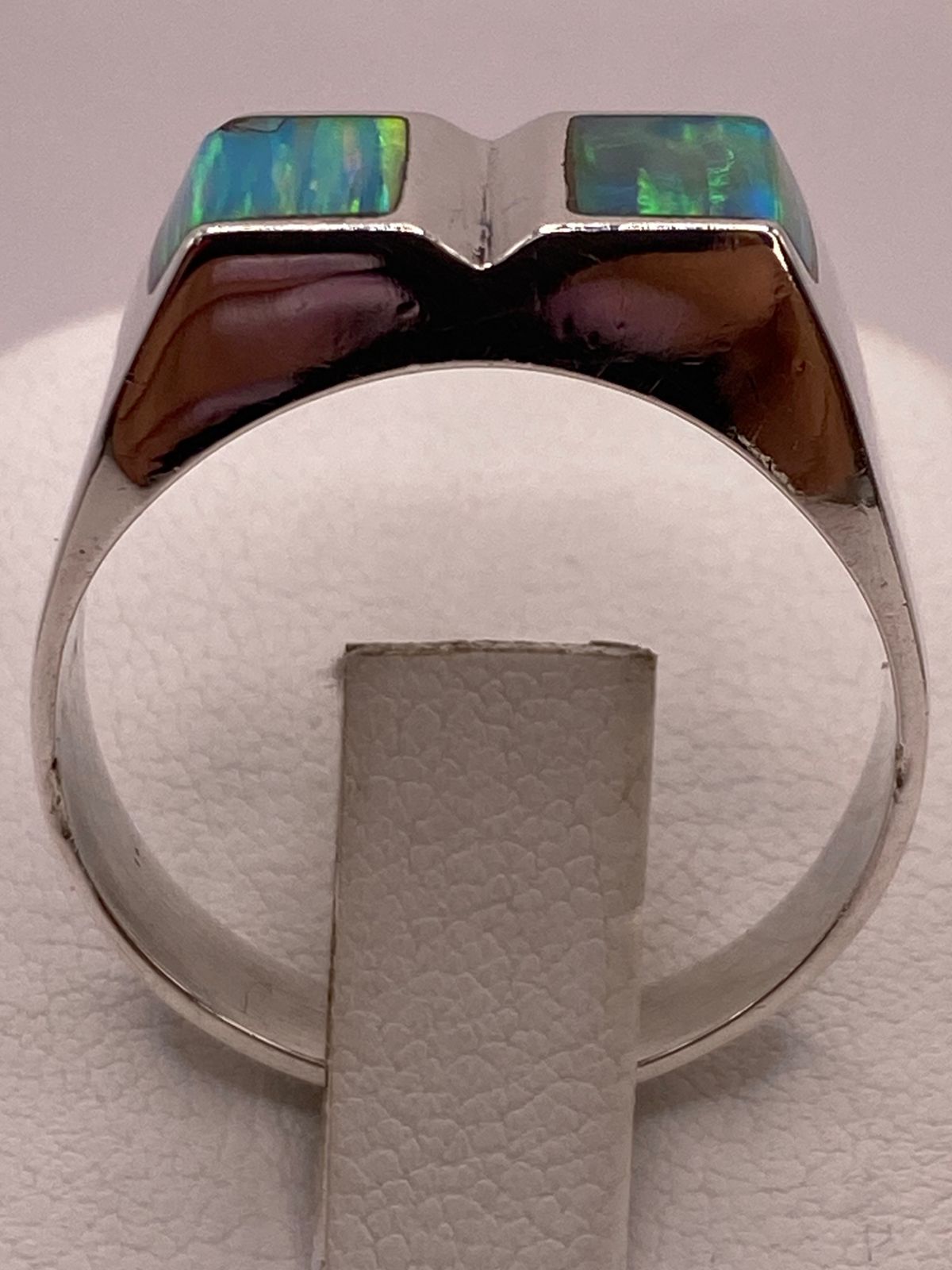 Anillo en Plata Ley 925 con Doble Incrustación de Ópalo de Fuego