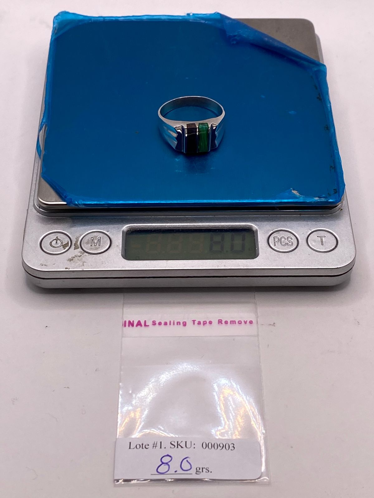 Anillo en Plata Ley 925 con Doble Incrustación de Ópalo de Fuego