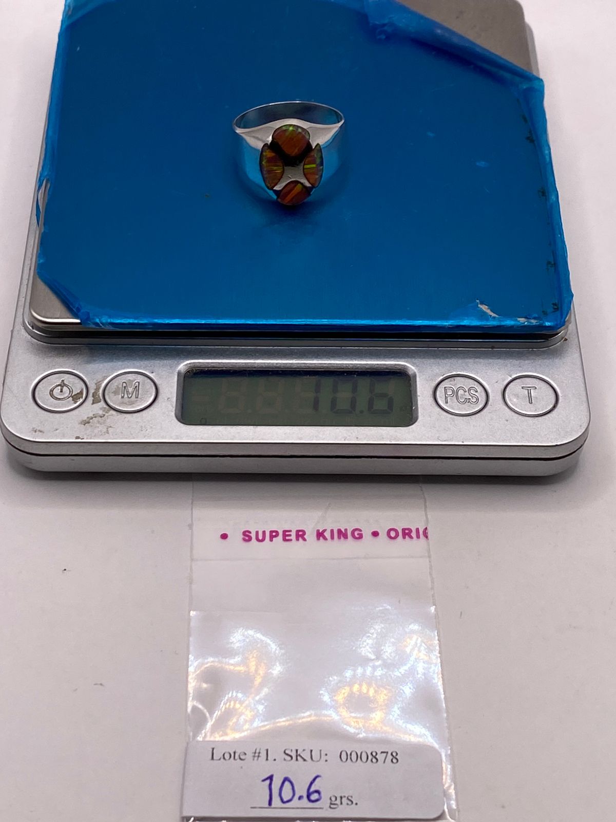 Anillo Plata Ley 925 con Ópalo de Fuego – Diseño Geométrico