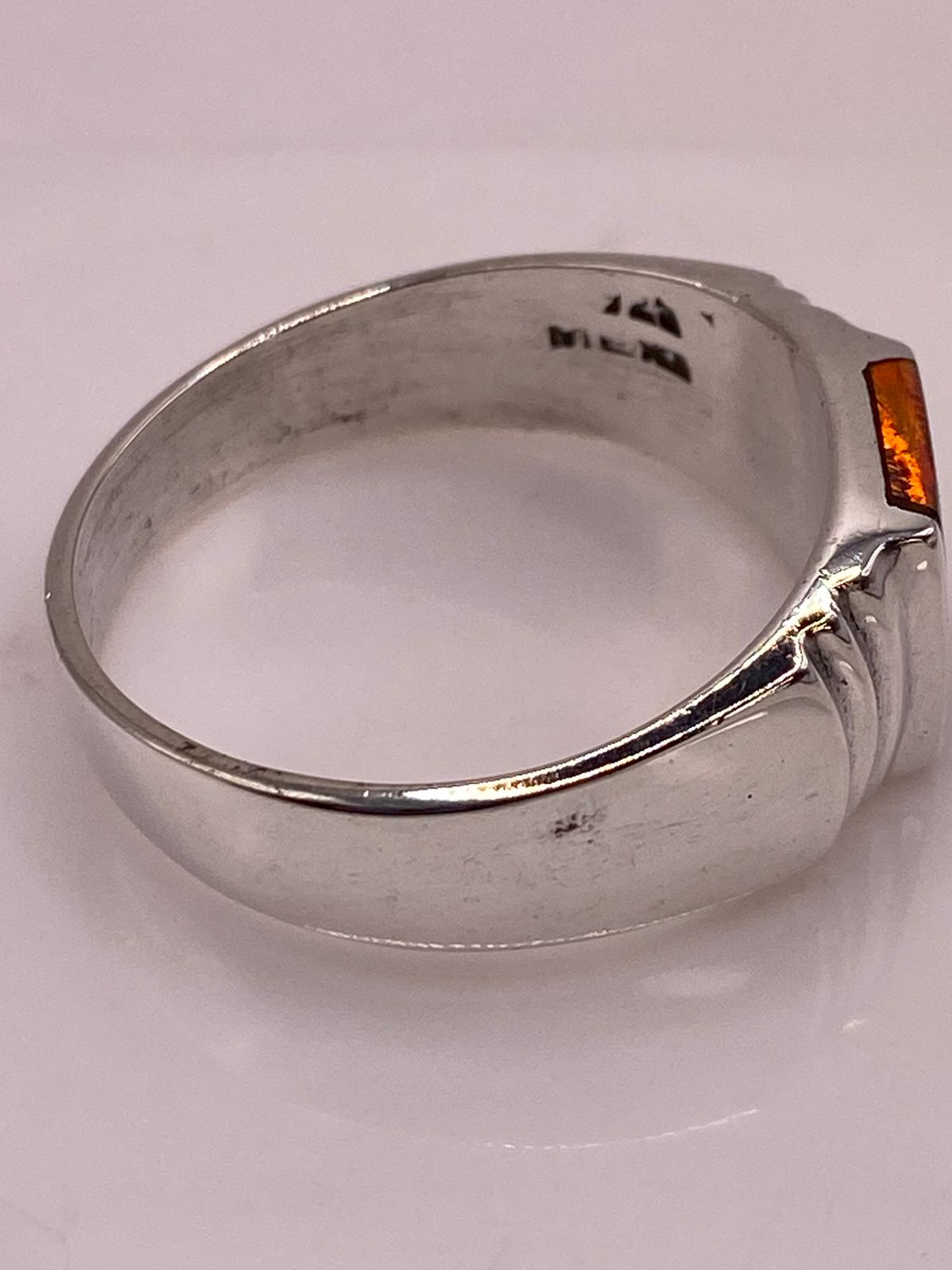 Anillo Plata Ley 925 con Ópalo de Fuego Diseño Moderno