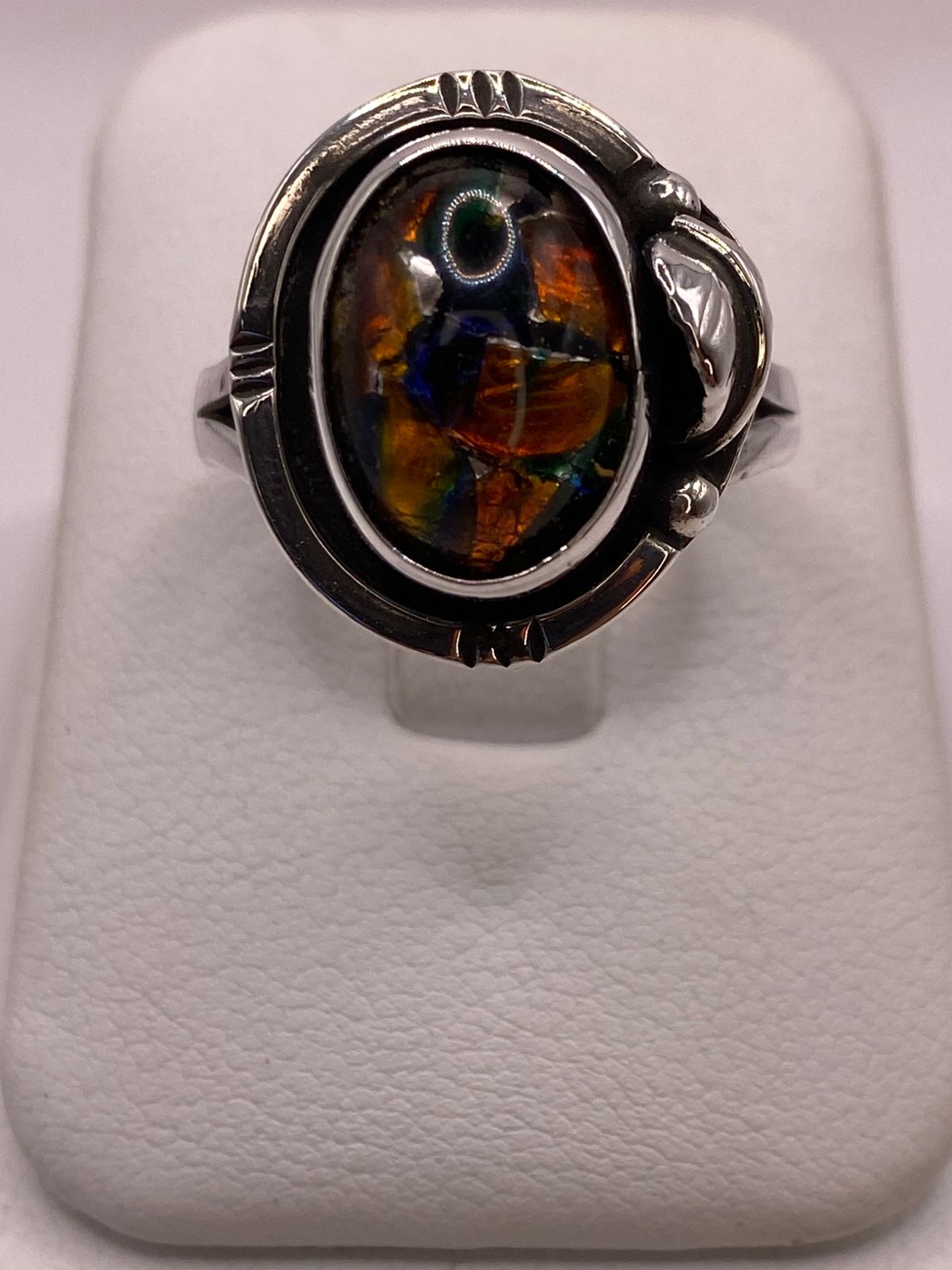 Anillo Plata Ley 925 con Ópalo de Fuego Diseño Ovalado Artesanal