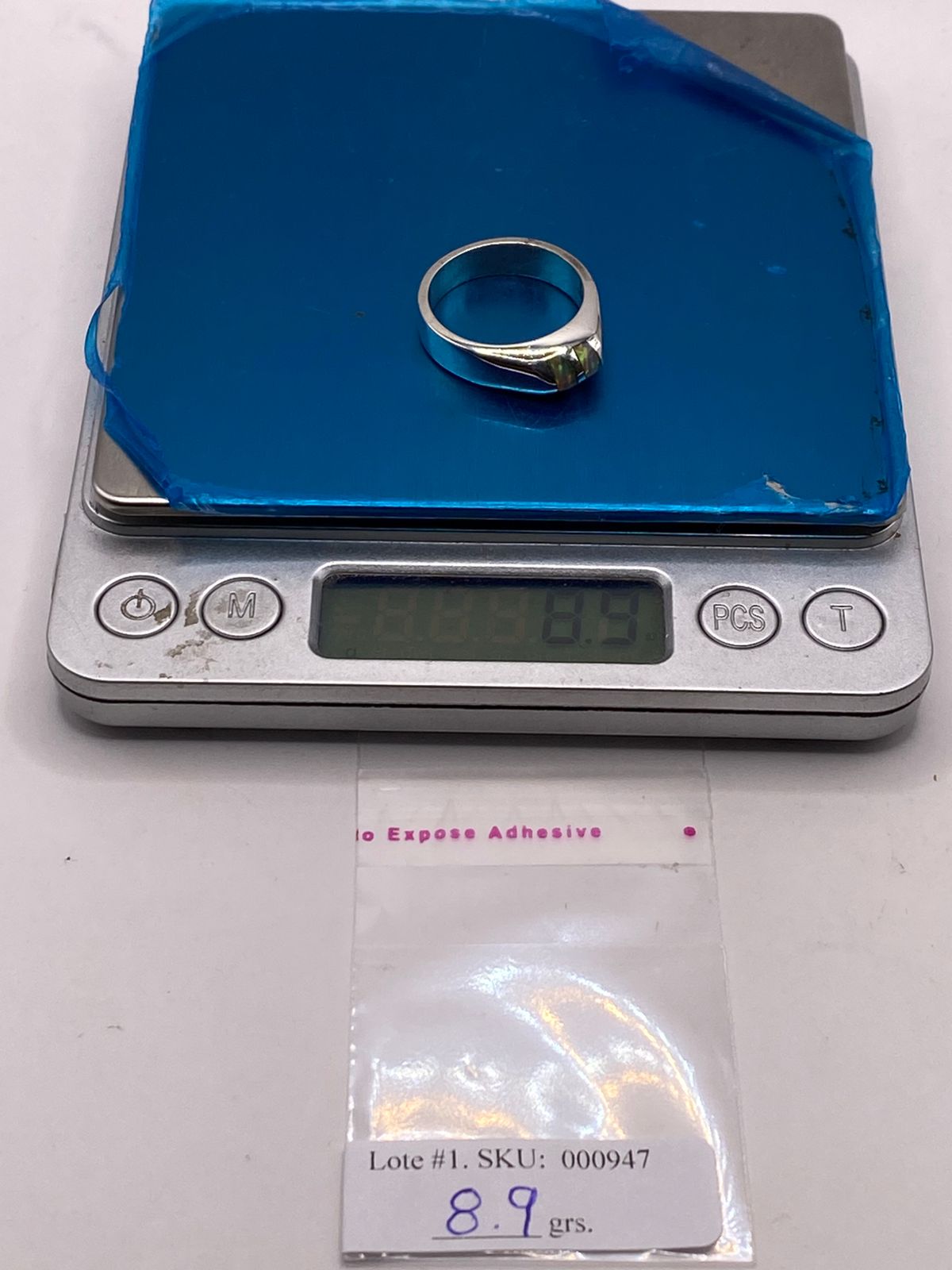 Anillo Plata Ley 925 con Ópalo de Fuego Diseño Moderno de Doble Incrustación