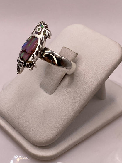 Anillo Plata Ley 925 con Ópalo de Fuego Multicolor Diseño Artesanal de Cotorro, vista lateral