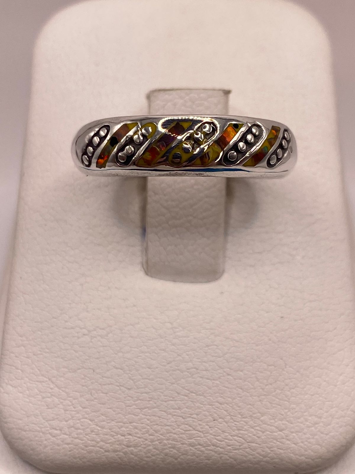 Anillo de Plata Ley 950 con Ópalo de Fuego Multicolor