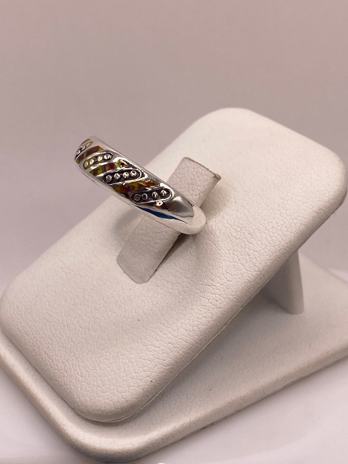 Anillo de Plata Ley 950 con Ópalo de Fuego Multicolor