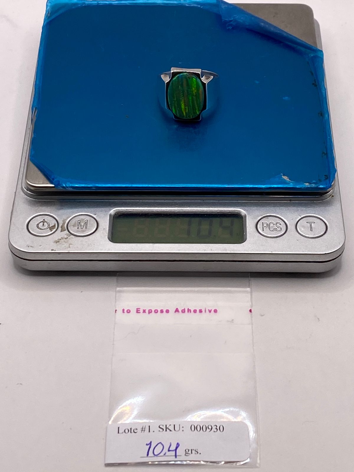 Anillo Plata Ley 950 con Ópalo de Fuego Diseño Contemporáneo