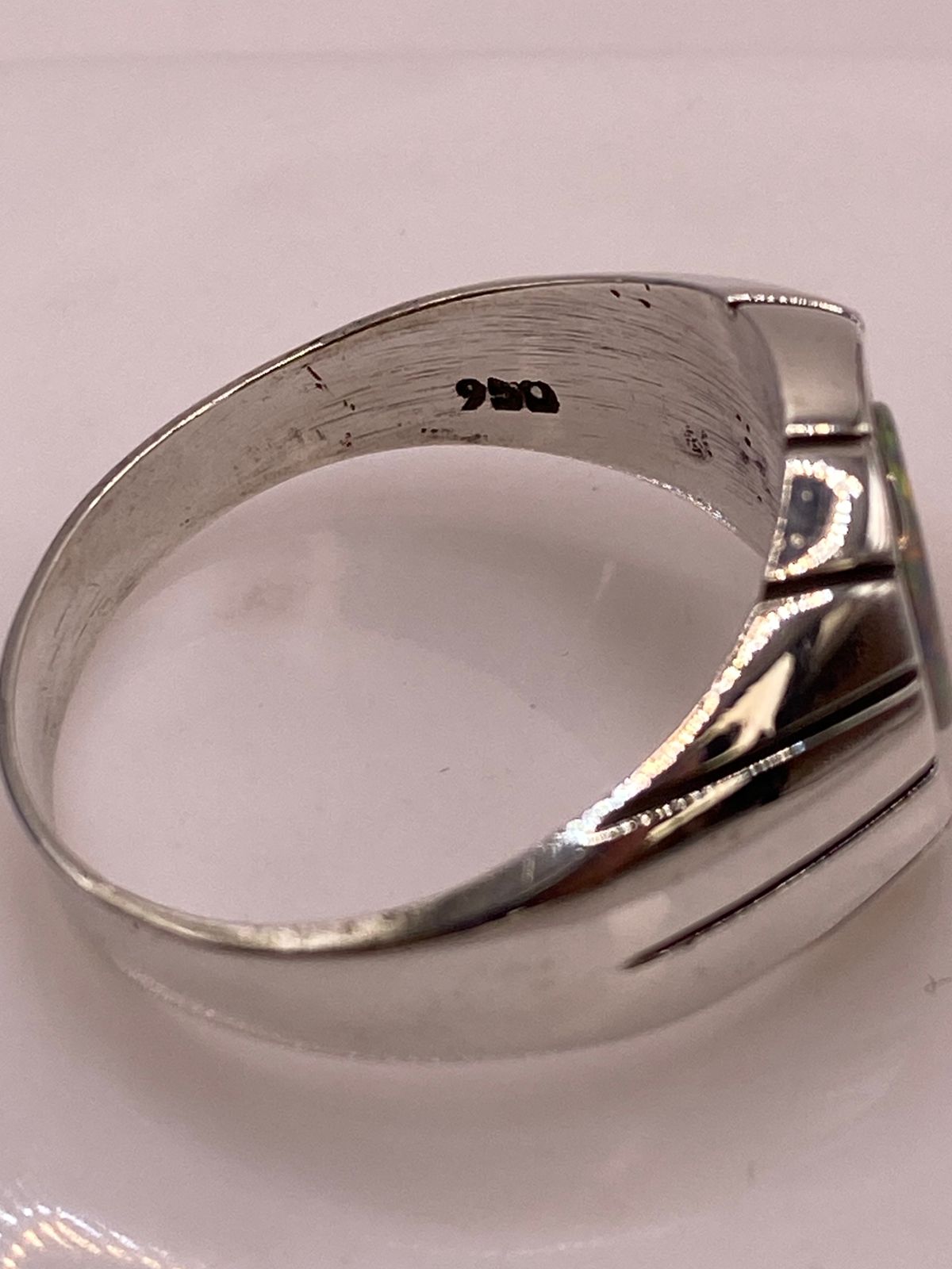 Anillo Plata Ley 950 con Piedra Ópalo de Fuego