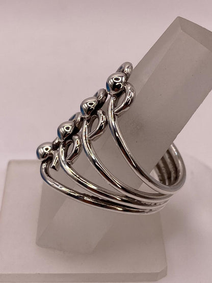 Anillo de Plata .925 Diseño Escalonado con Esferas