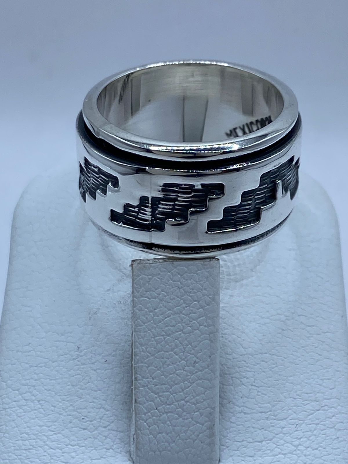 Anillo de Plata 925 con Diseño Greca Prehispánica