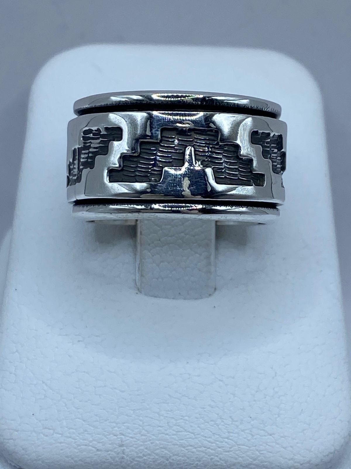 Anillo de Plata 925 con Diseño Greca Prehispánica