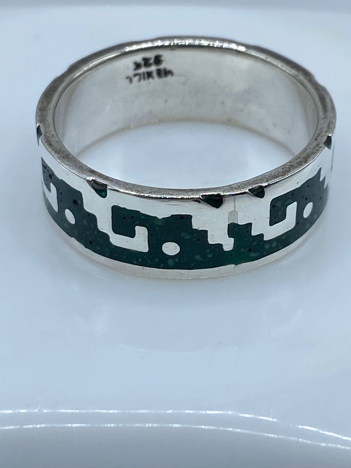 Anillo de Plata .925 Diseño Olas con Malaquita Natural