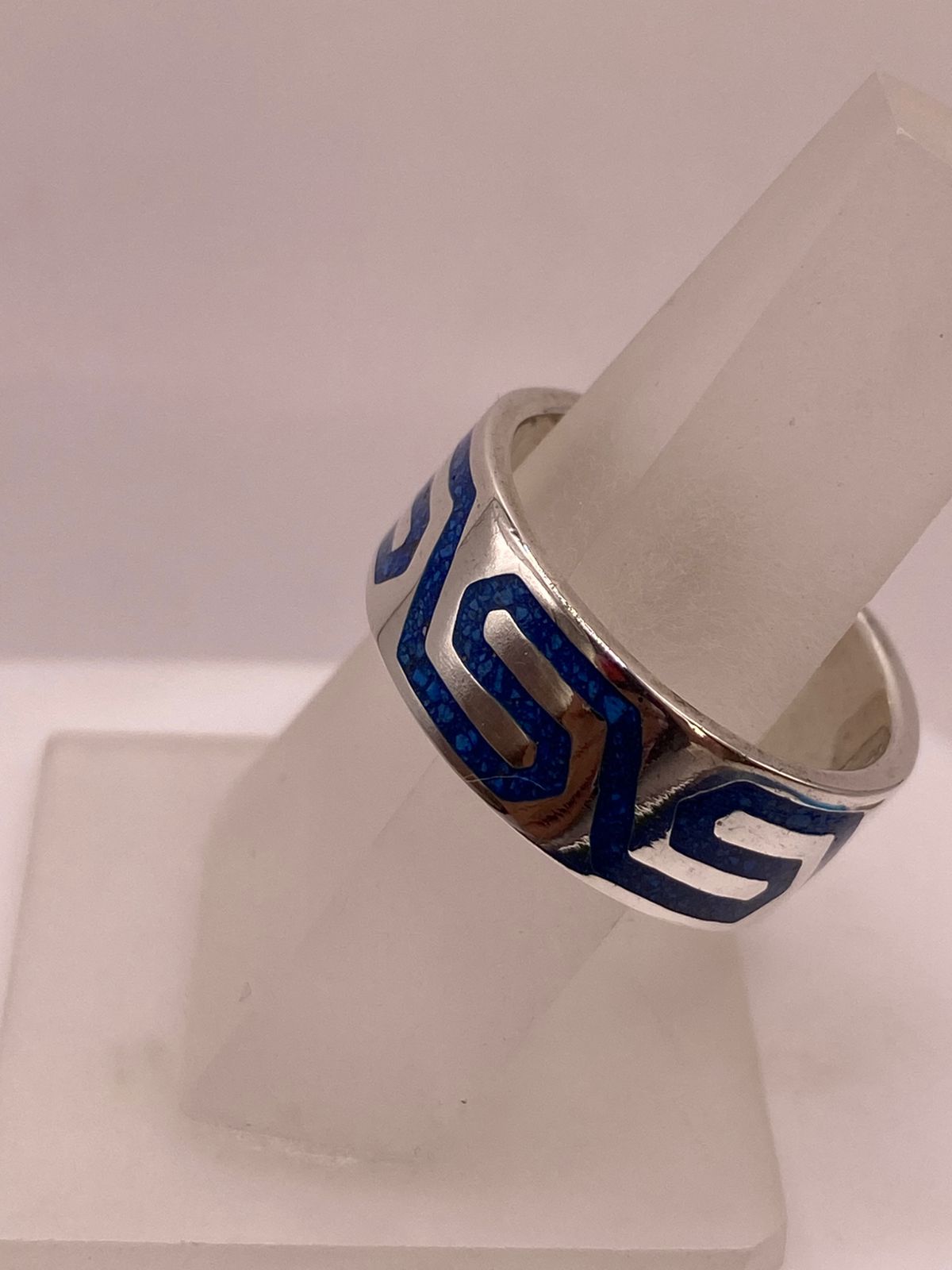 Anillo de Plata .925 con Lapislázuli – Diseño Geométrico Greca