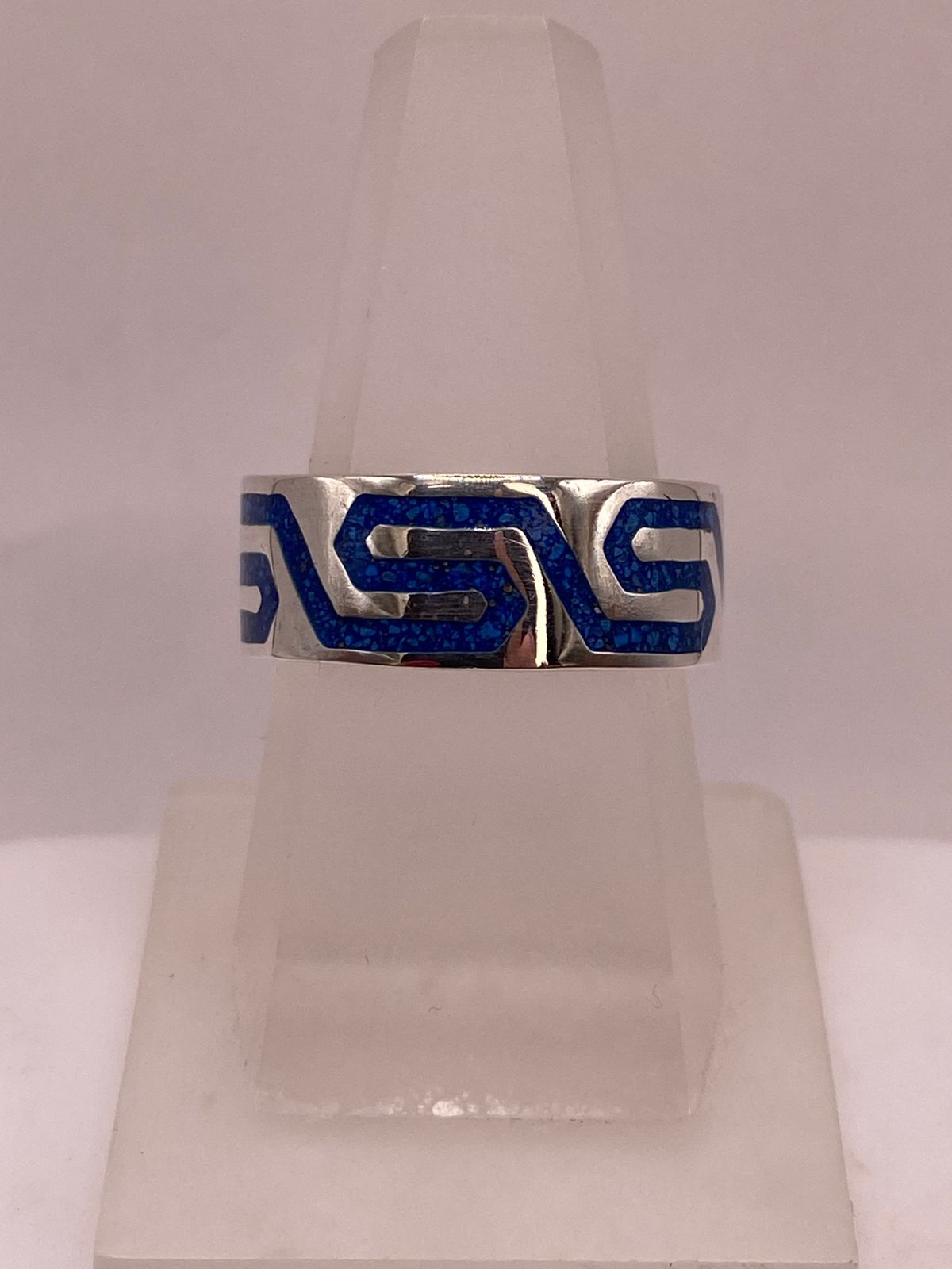 Anillo de Plata .925 con Lapislázuli – Diseño Geométrico Greca