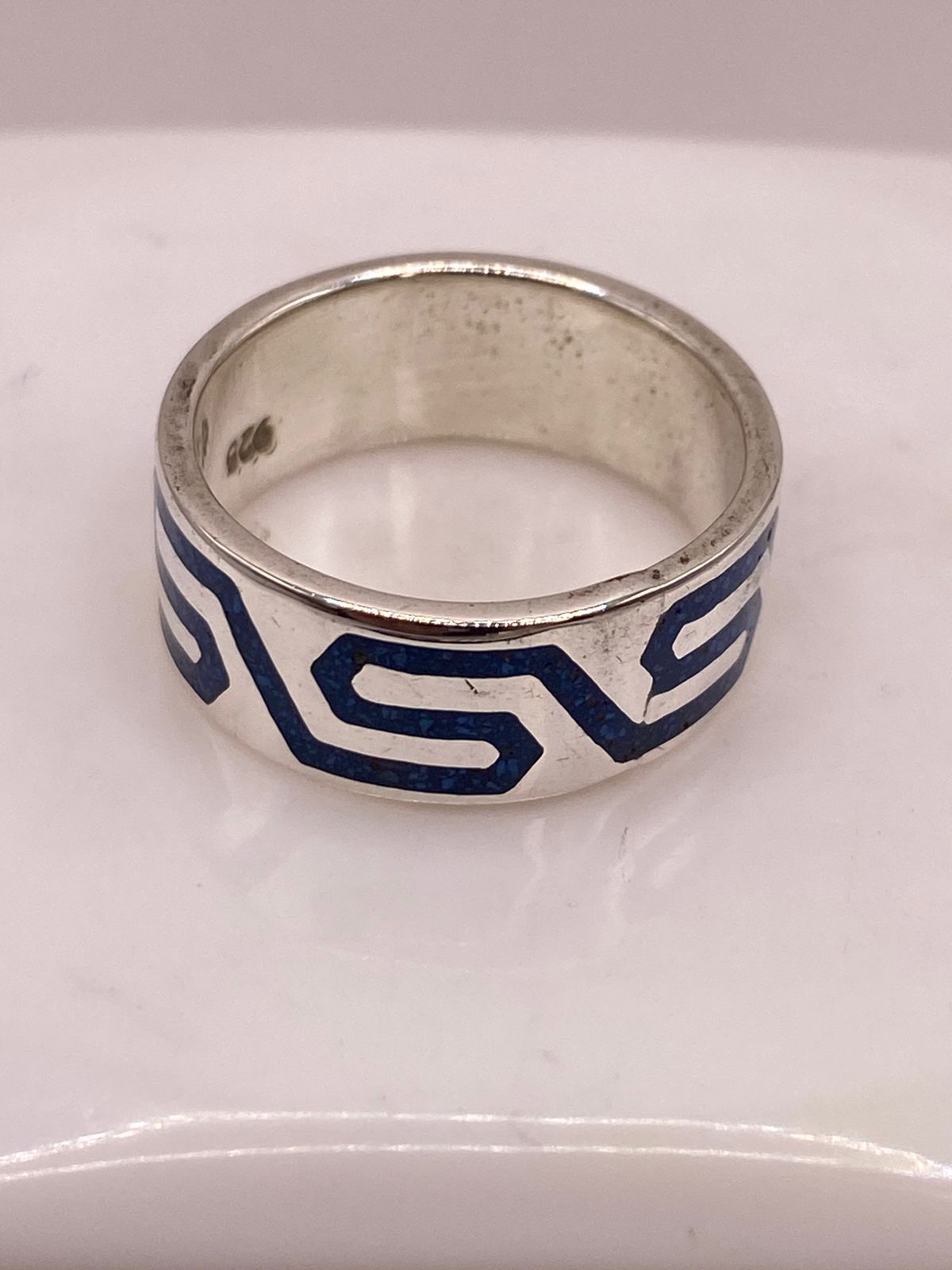 Anillo de Plata .925 con Lapislázuli – Diseño Geométrico Greca