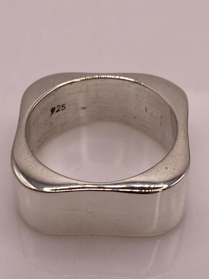 Anillo Sello Cuadrado Minimalista de Plata Ley .925, sello de autenticidad Plata Ley .925