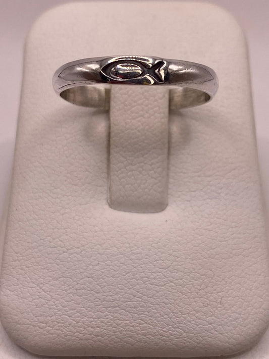 Anillo con Símbolo de Pez (ichthys) en Plata .925, vista frontal