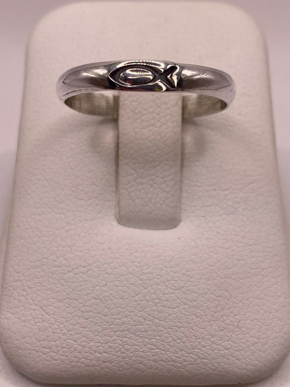 Anillo con Símbolo de Pez (ichthys) en Plata .925, vista superior