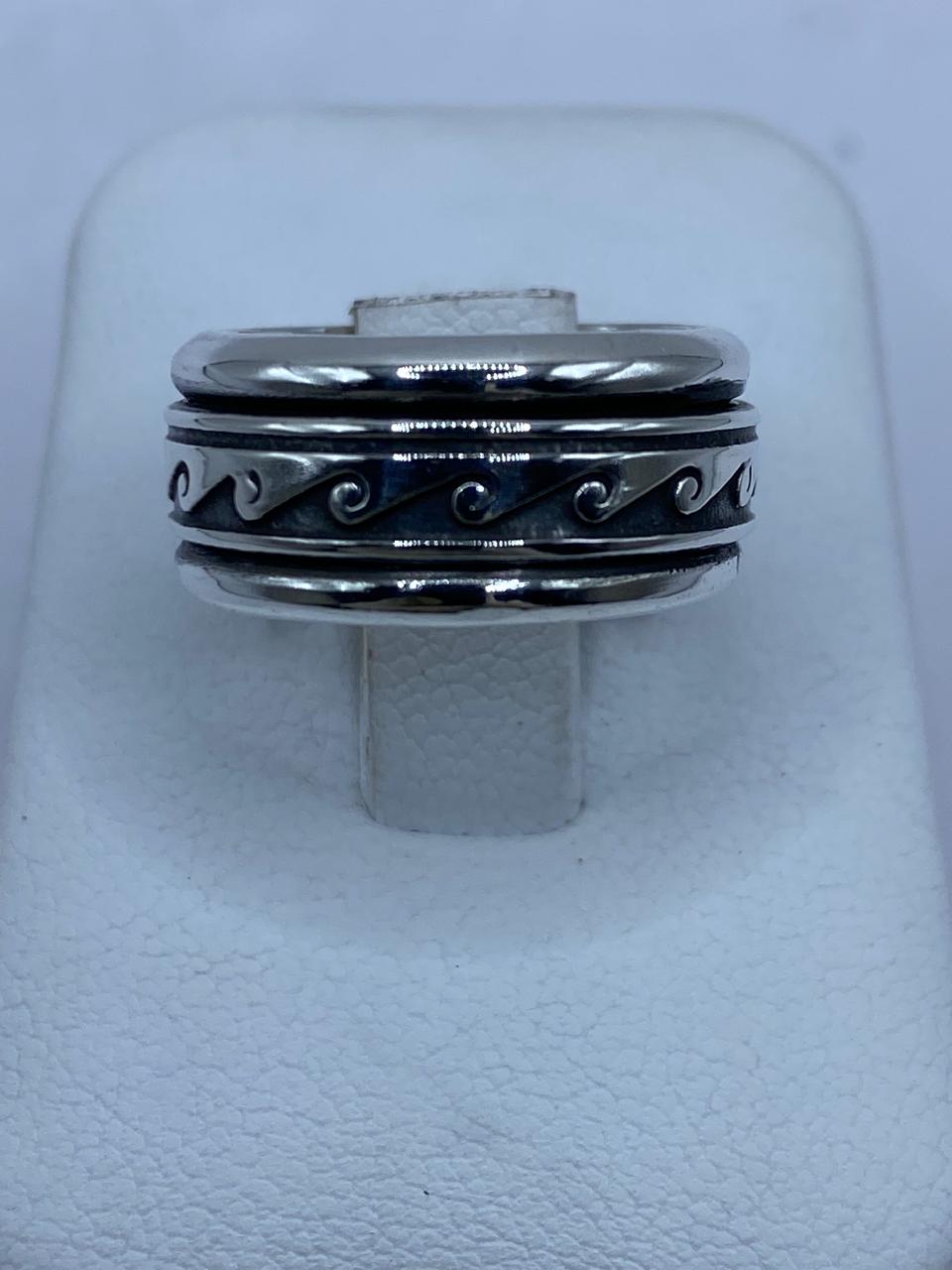 🌊 Anillo Spinner Olas Estilizadas en Plata .925