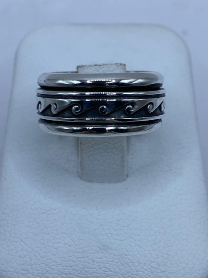 Anillo Spinner Olas Estilizadas en Plata .925