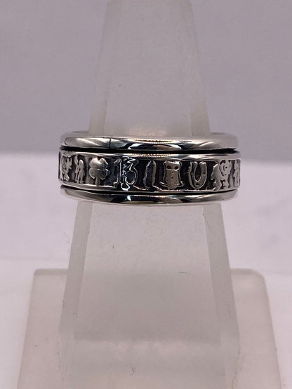 Anillo Spinner Símbolos de la Suerte en Plata .925 — vista lateral