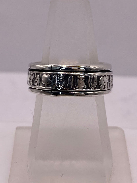 🍀💍 Anillo Spinner Símbolos de la Suerte en Plata .925 — vista lateral