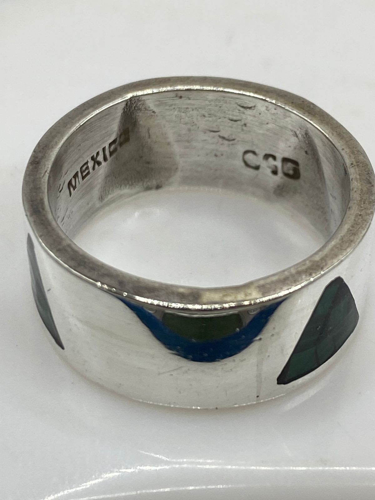 Anillo Triángulo en Plata .925 con Malaquita Natural