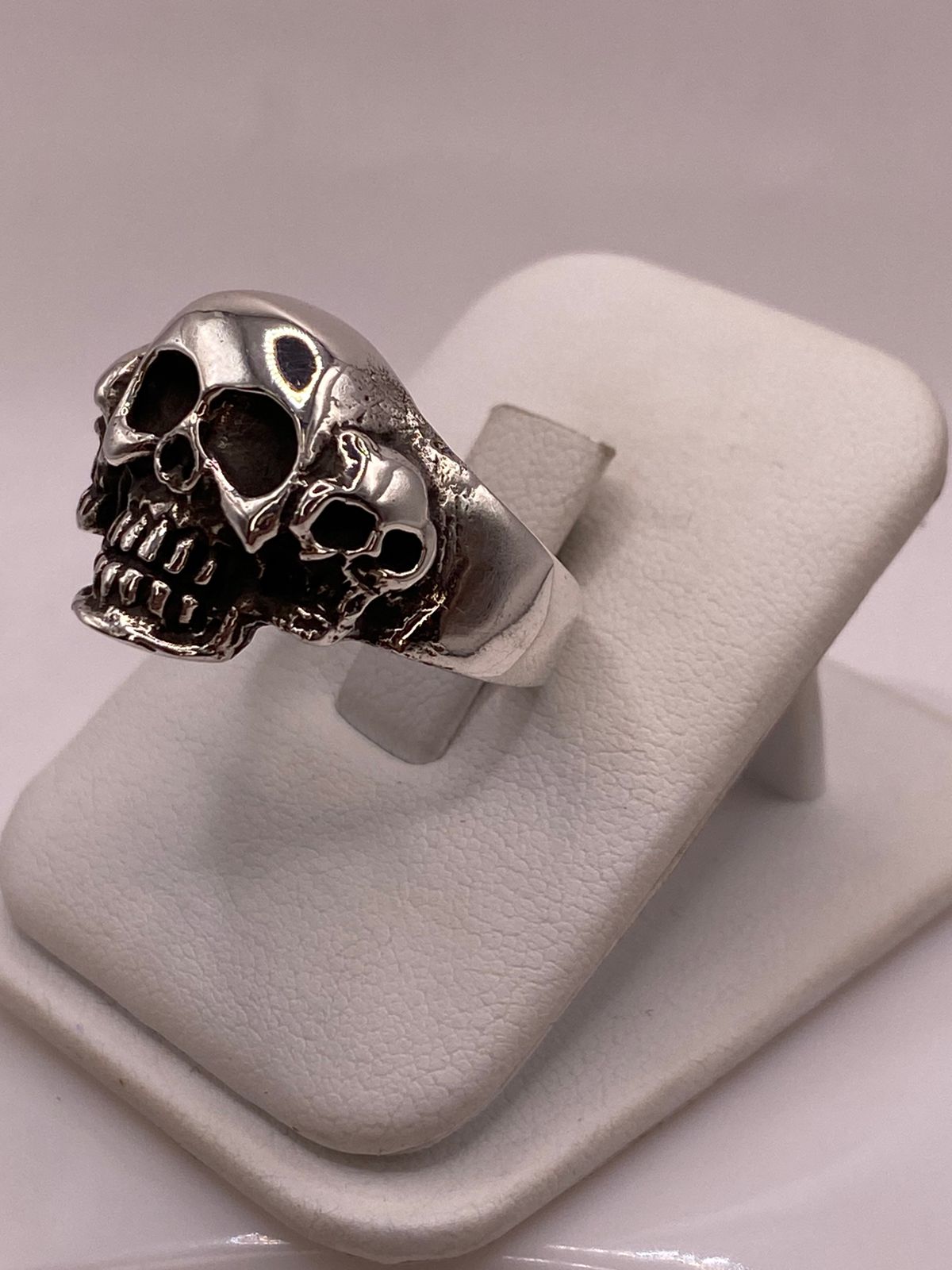Anillo Triple Calavera de Plata Ley .925