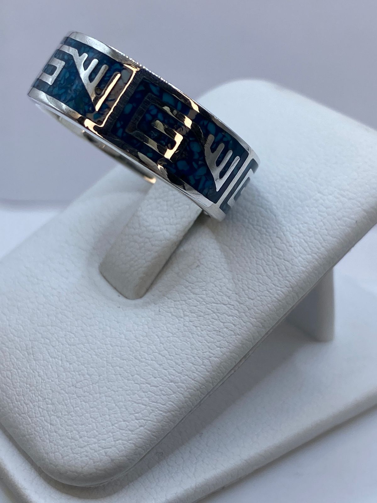 Anillo de Turquesa Geométrica en Plata .925