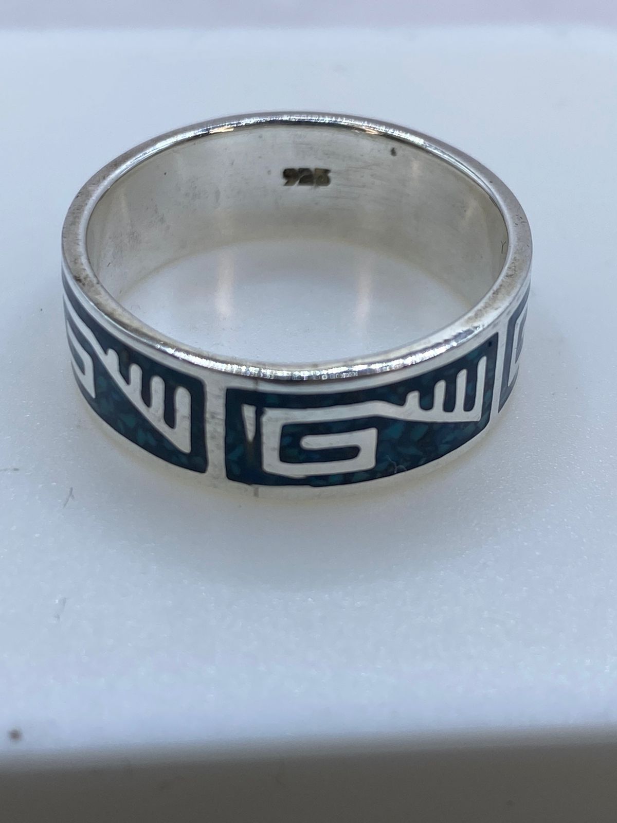 Anillo de Turquesa Geométrica en Plata .925