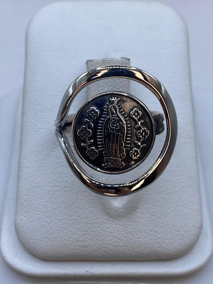 Anillo Virgen de Guadalupe en Plata .925, vista frontal