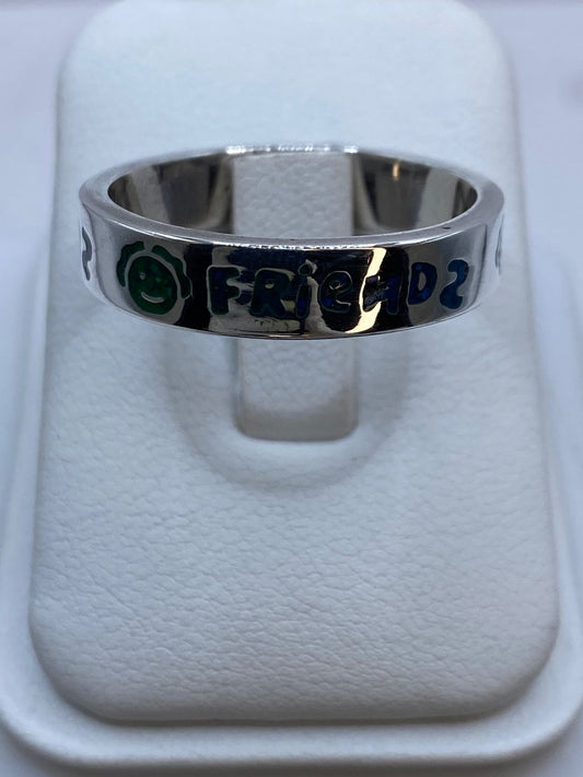 💙🤝 Anillo “friends” en Turquesa y Plata .925 — vista lateral