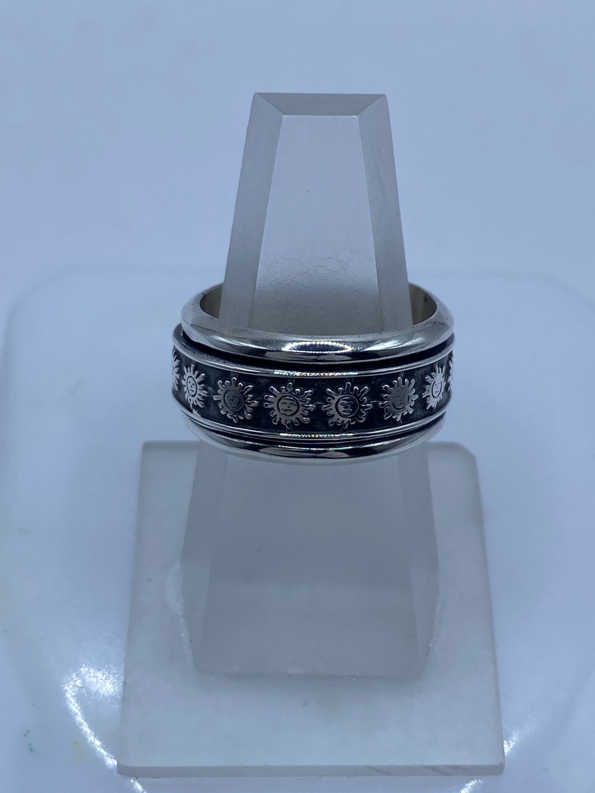 
Anillo giratorio plata 925 soles prehispánicos para mujer, talla 5, artesanal hecho a mano en Taxco 