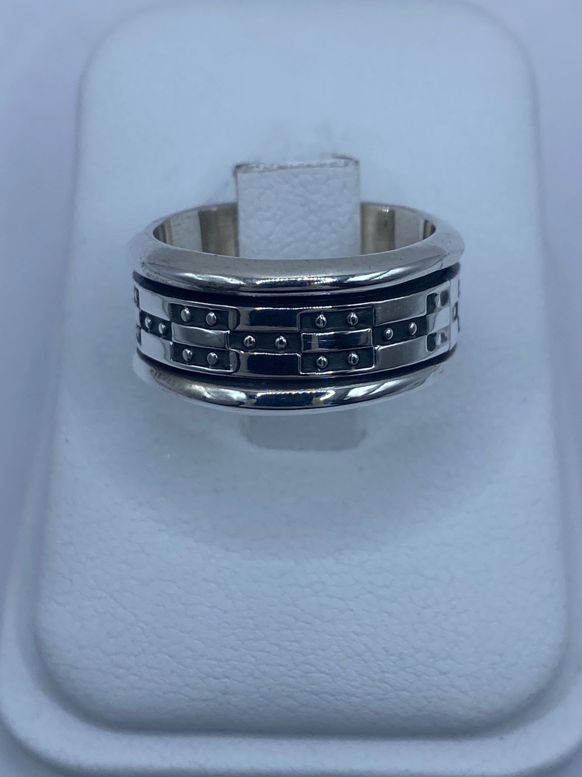 🔩 Anillo Giratorio Estilo Cadena – Plata Ley 9.25 — vista lateral