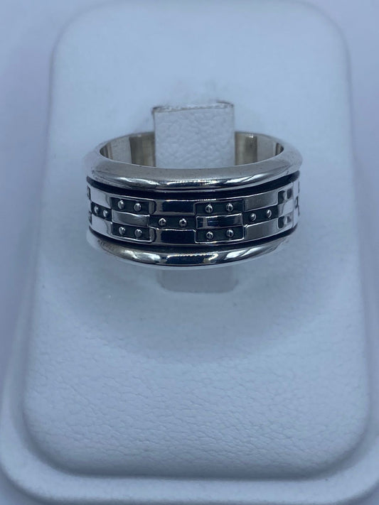 🔩 Anillo Giratorio Estilo Cadena – Plata Ley 9.25 — vista lateral
