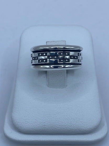 Anillo Giratorio Estilo Cadena – Plata Ley 9.25, vista frontal