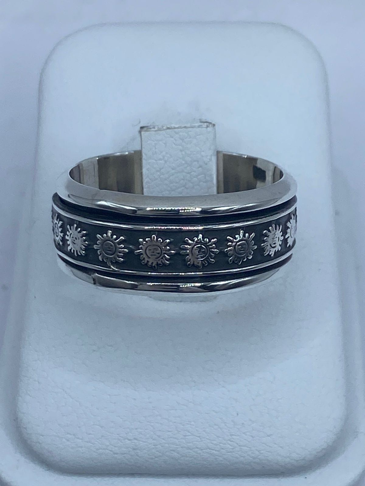 ☀️ Anillo Giratorio Soles Grabados – Plata Ley 9.25 — vista lateral