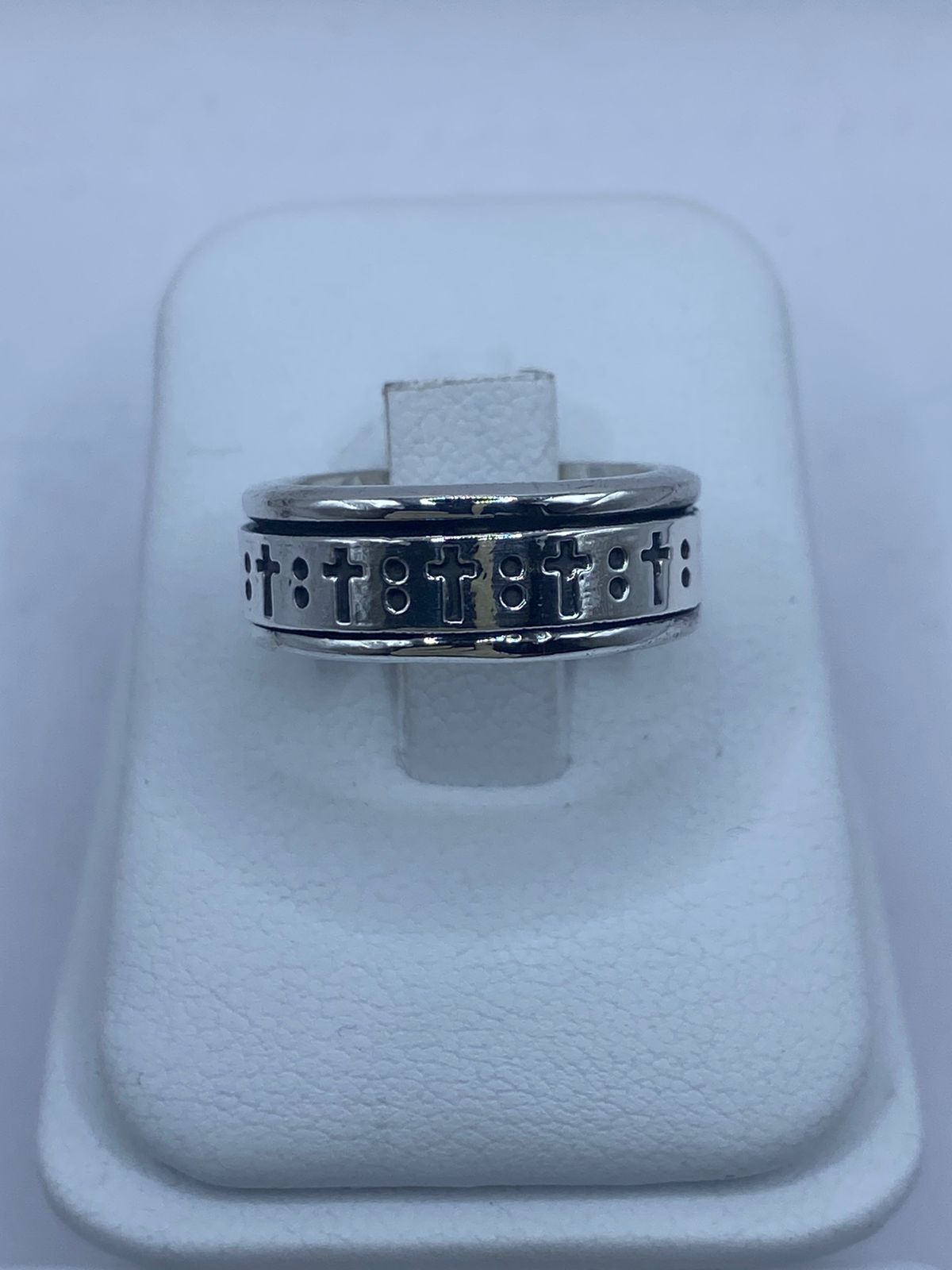 🙏 Anillo Giratorio de Plata 925 con Cruces Grabadas