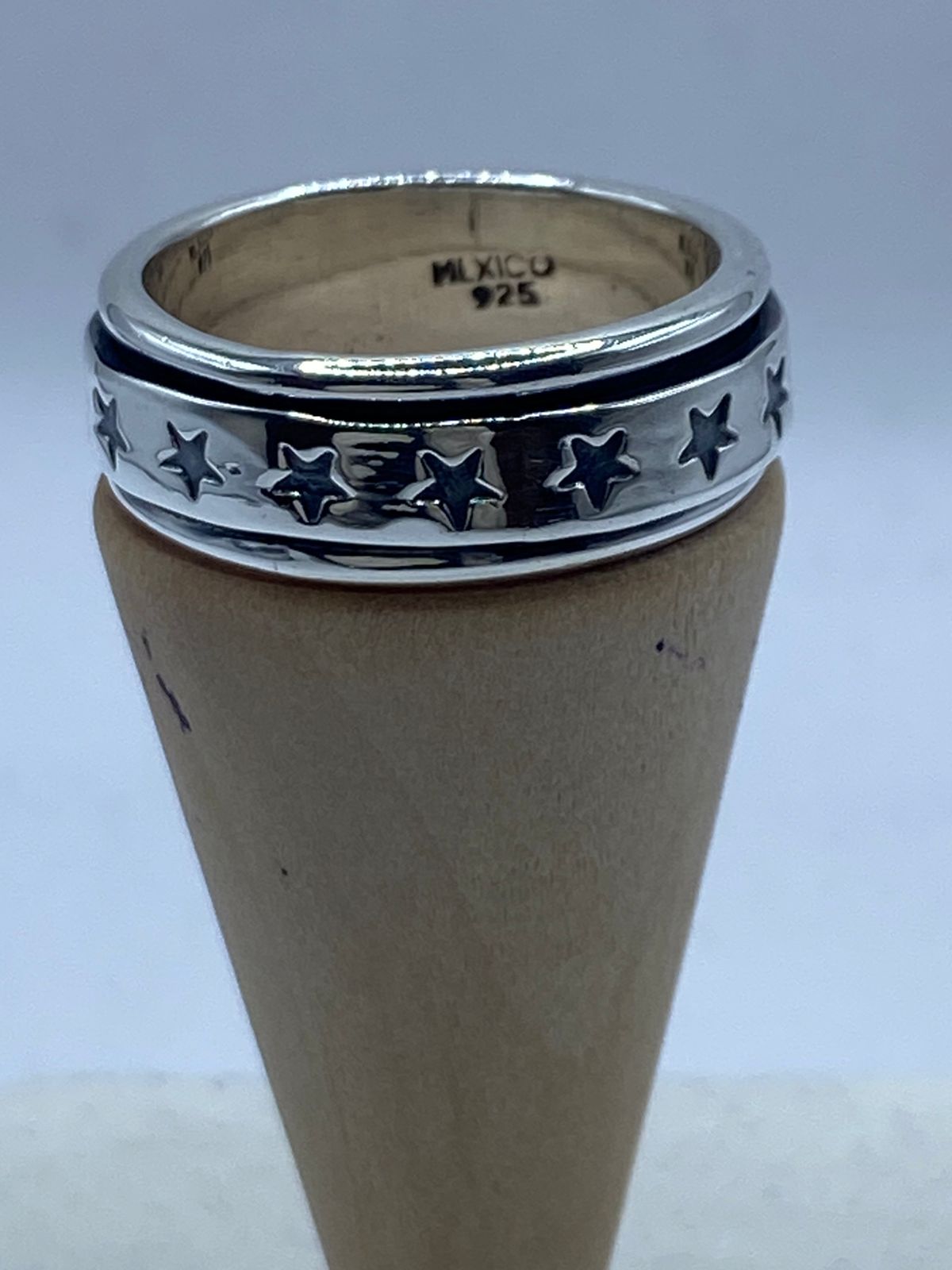 ⭐ Anillo Giratorio de Plata 925 con Estrellas en Relieve