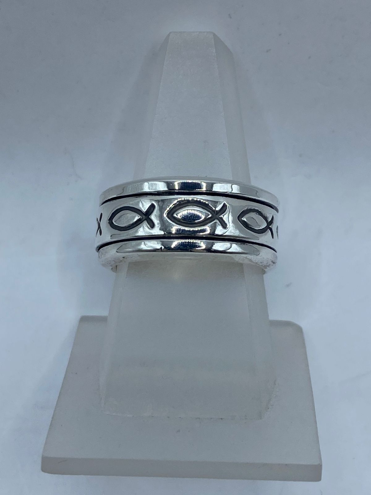 🐟✝️ Anillo Giratorio de Plata 925 con Símbolo Ichthys (pez Cristiano)
