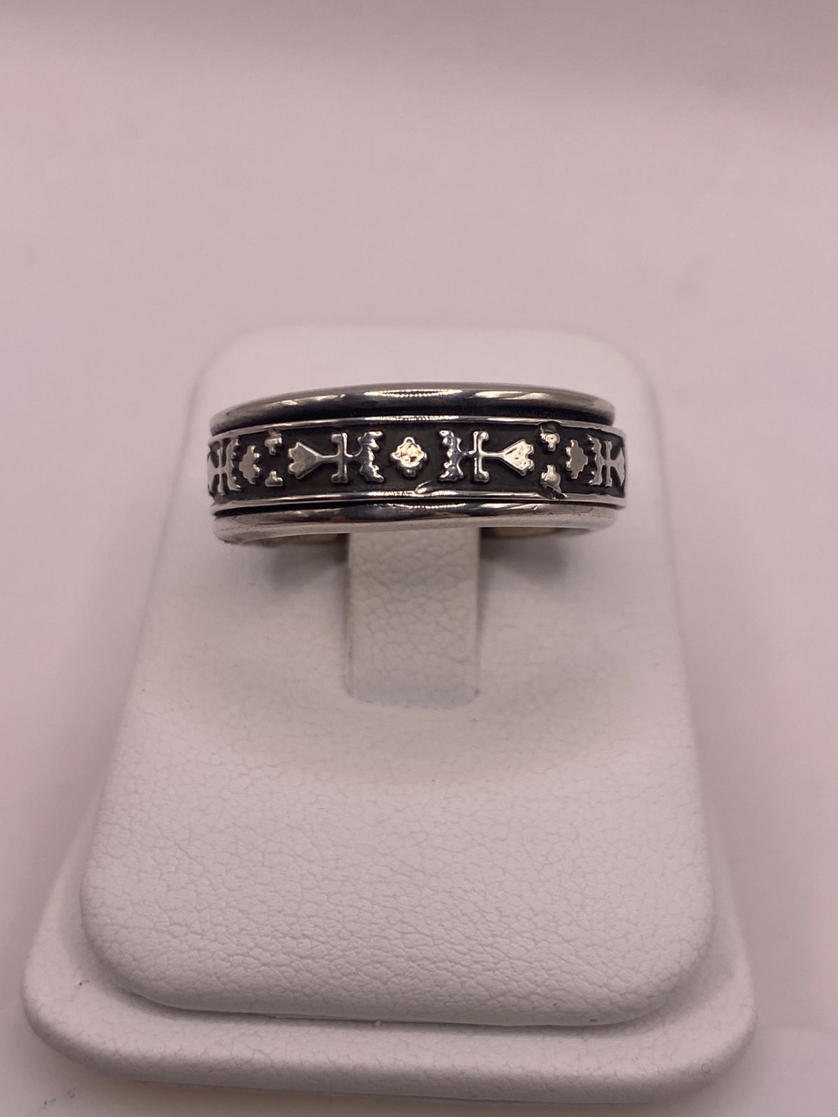 Anillo Giratorio de Plata 925 con Símbolos Geométrico