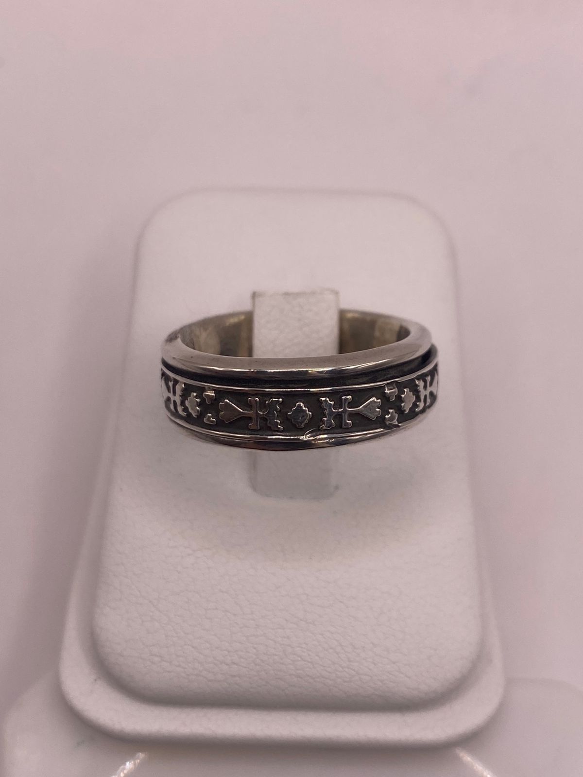 Anillo Giratorio de Plata 925 con Símbolos Geométrico