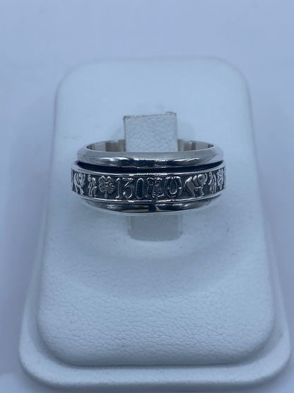 Anillo Giratorio de Plata 925 con Símbolos de la Suerte, vista frontal
