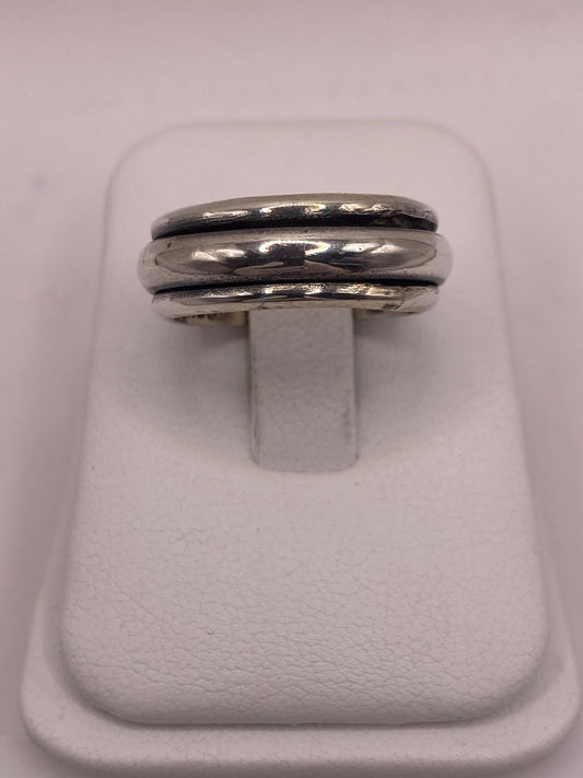 Anillo de Doble Banda de Plata 925 Esterlina, vista frontal