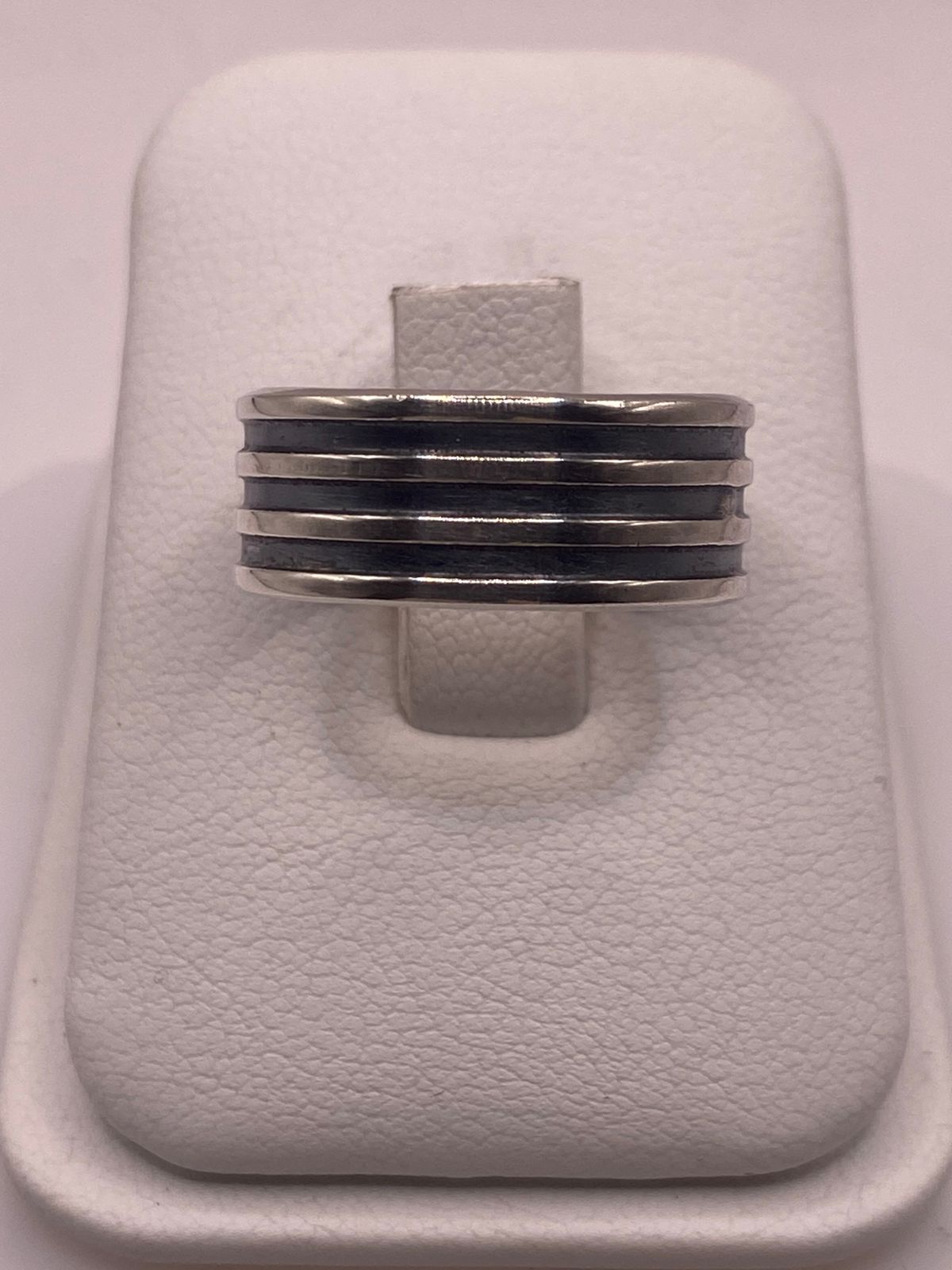 Anillo de Plata 925 Multibanda con Acabado Oxidado