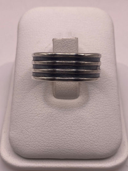 Anillo de Plata 925 Multibanda con Acabado Oxidado