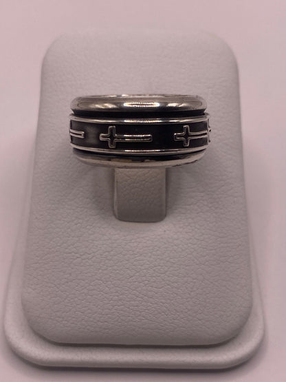 Anillo de Plata 925 con Cruces Minimalistas y Diseño Atemporal