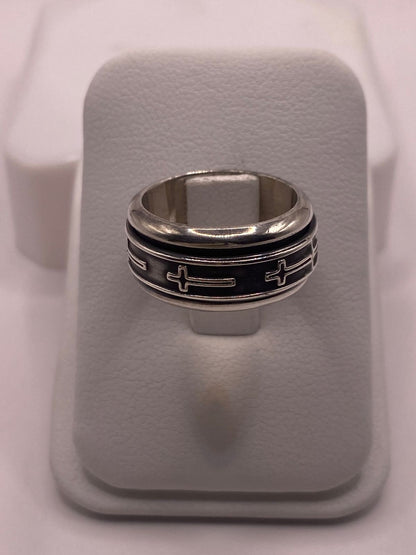 Anillo de Plata 925 con Cruces Minimalistas y Diseño Atemporal