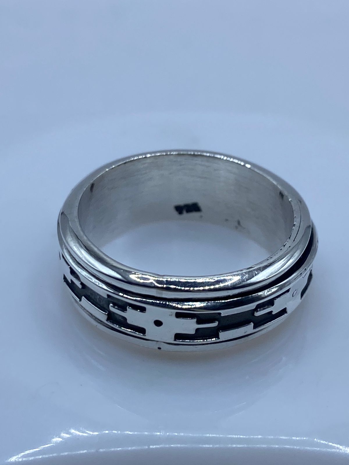 💍 Anillo de Plata 925 con Diseño Geométrico en Relieve