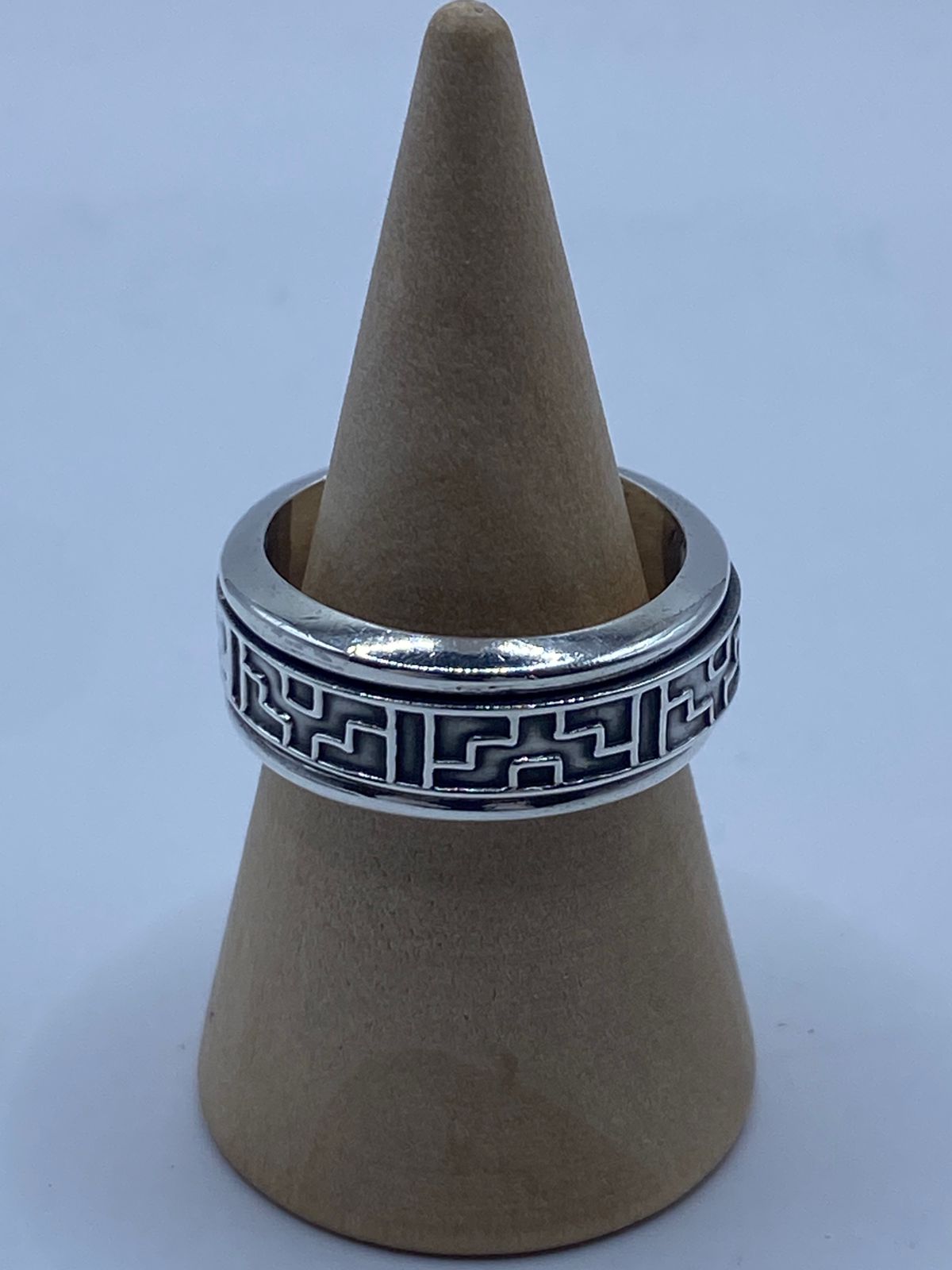 💍 Anillo de Plata 925 con Diseño de Greca Geométrica