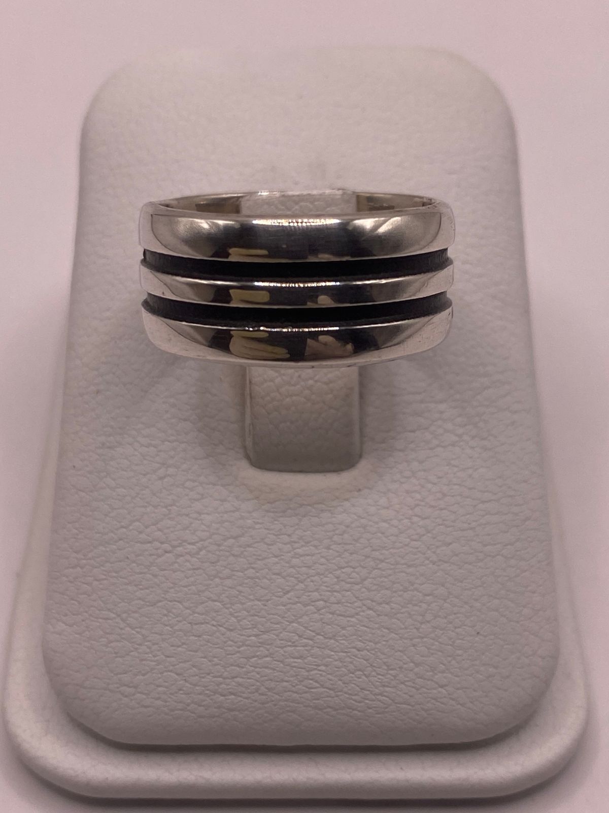 Anillo de Plata 925 con Doble Canal Central en Contraste
